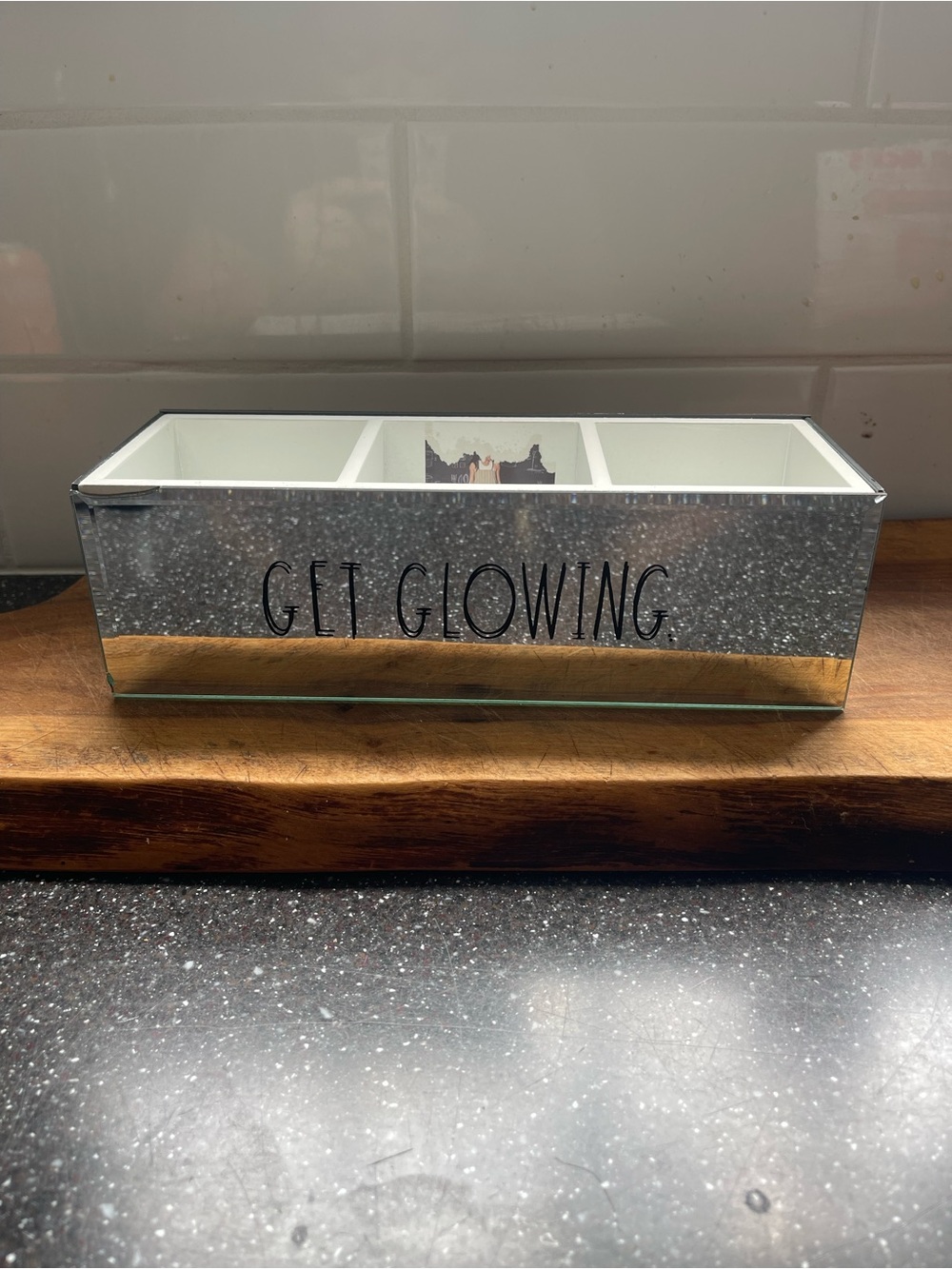 Rae Dunn Get Glowing Mirrored Makeup Organizer - Silver